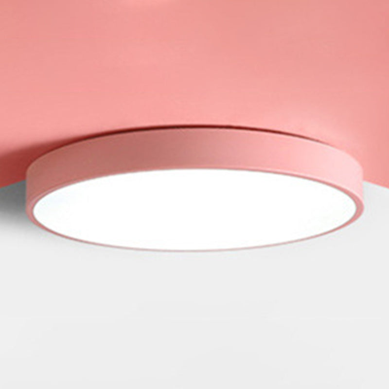 Colorant Macaron Round Flush Mount Metallic LED Ceiling Light for Bedroom