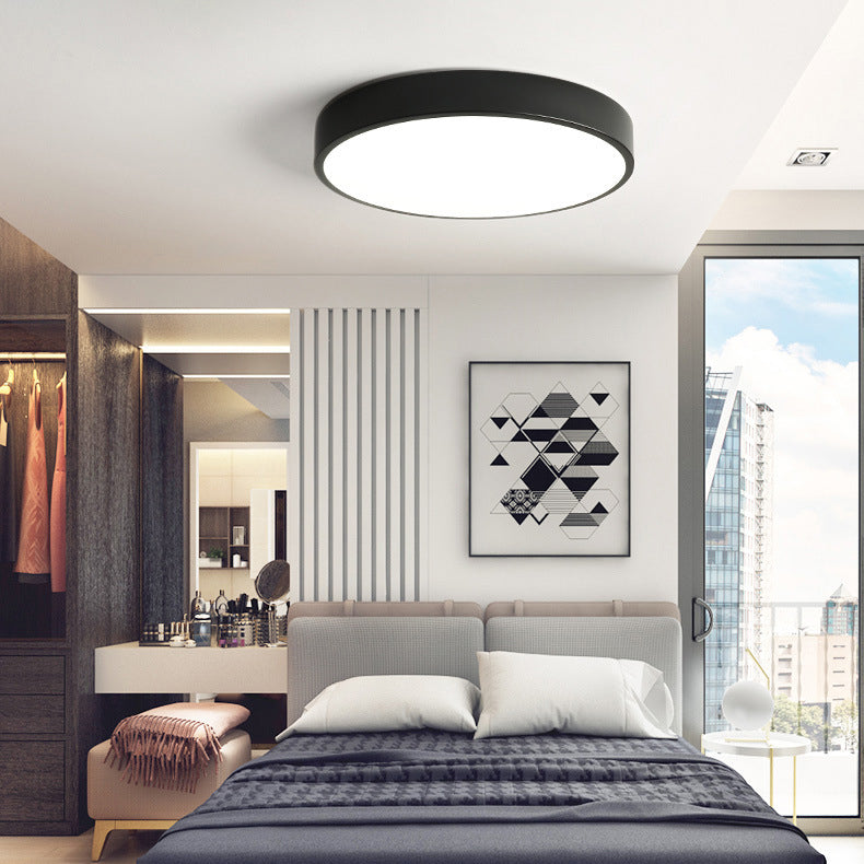 Colorant Macaron Round Flush Mount Metallic LED Ceiling Light for Bedroom