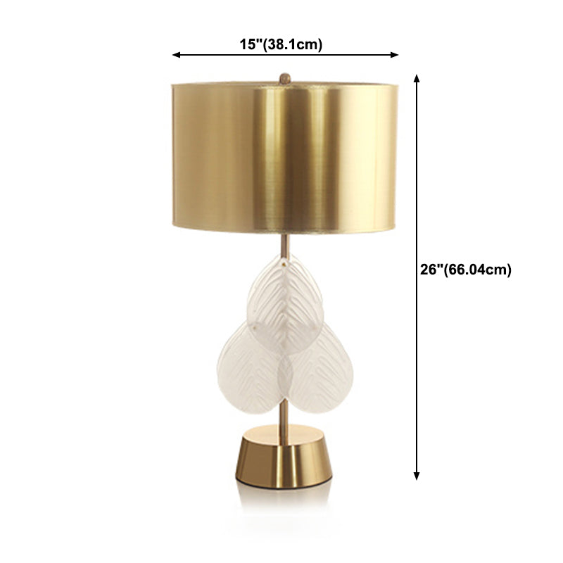 Lámpara de mesa nocturna de dormitorio de batería Luz de mesa de estilo de metal en oro