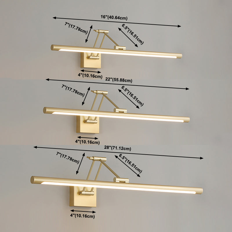 Modern Simplicity Gold Frame Lighting Fixture for Bathroom Powder Room Washroon