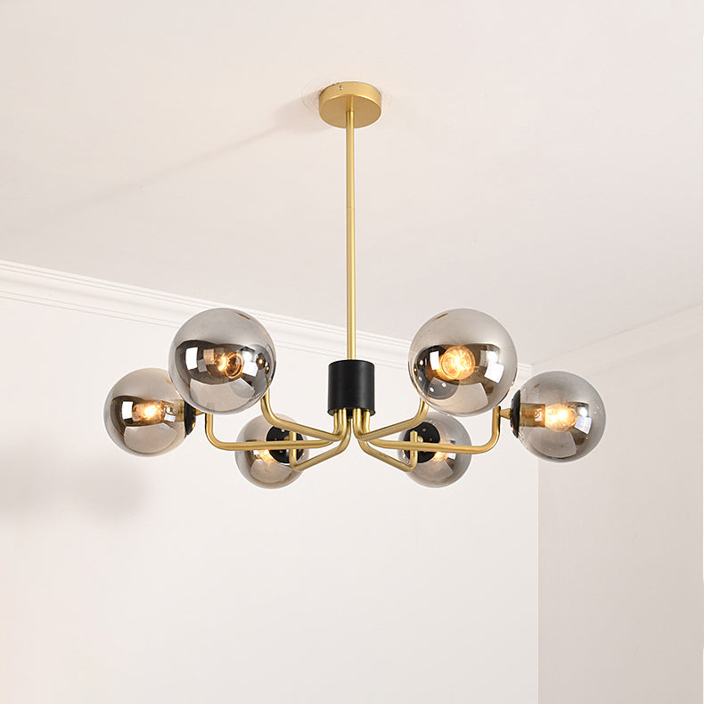 Gray Glass Chandelier Lighting Fixture Modern Chandelier Pendant Light for Living Room