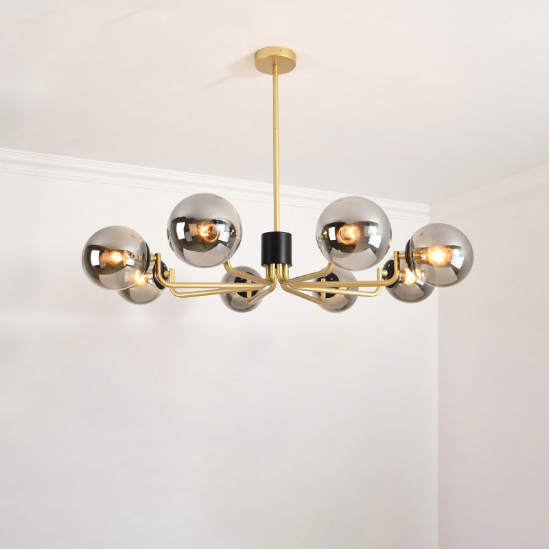 Gray Glass Chandelier Lighting Fixture Modern Chandelier Pendant Light for Living Room