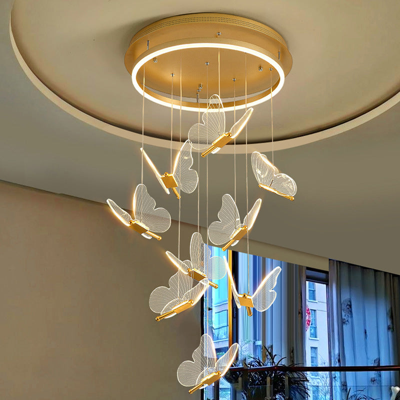Zeitgenössischer Cluster -Anhänger Butterfly Arcylic Multi Pendant Light In Clear