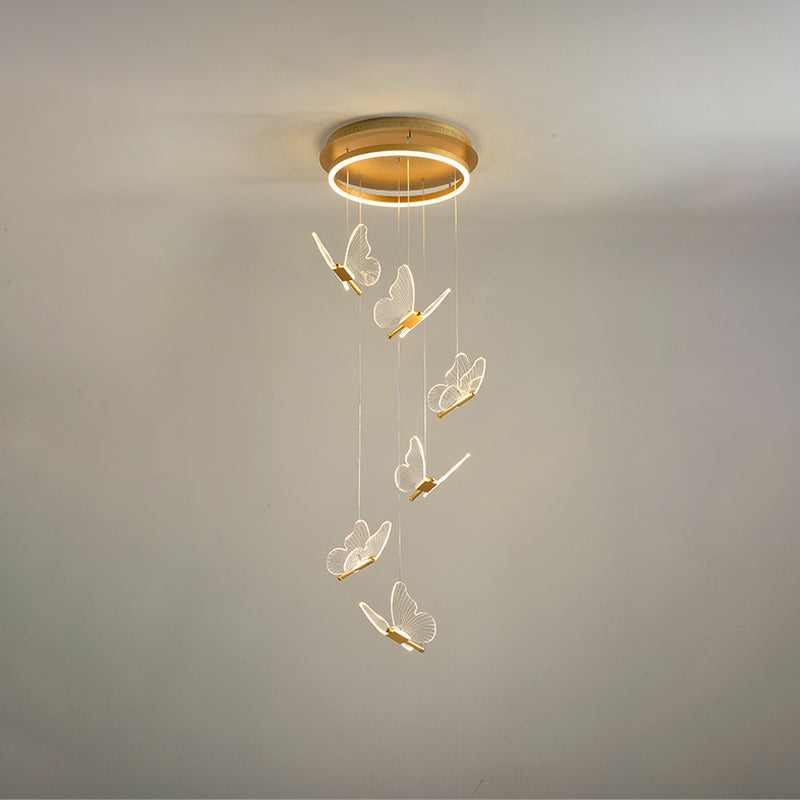 Zeitgenössischer Cluster -Anhänger Butterfly Arcylic Multi Pendant Light In Clear