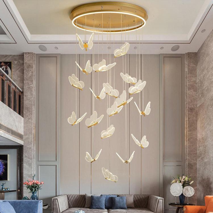 Zeitgenössischer Cluster -Anhänger Butterfly Arcylic Multi Pendant Light In Clear