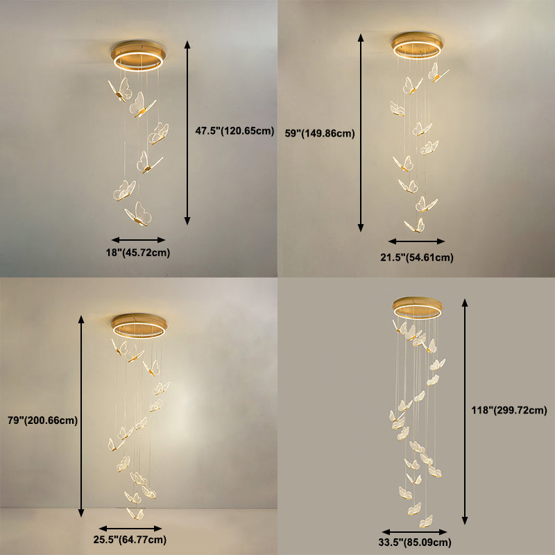 Zeitgenössischer Cluster -Anhänger Butterfly Arcylic Multi Pendant Light In Clear