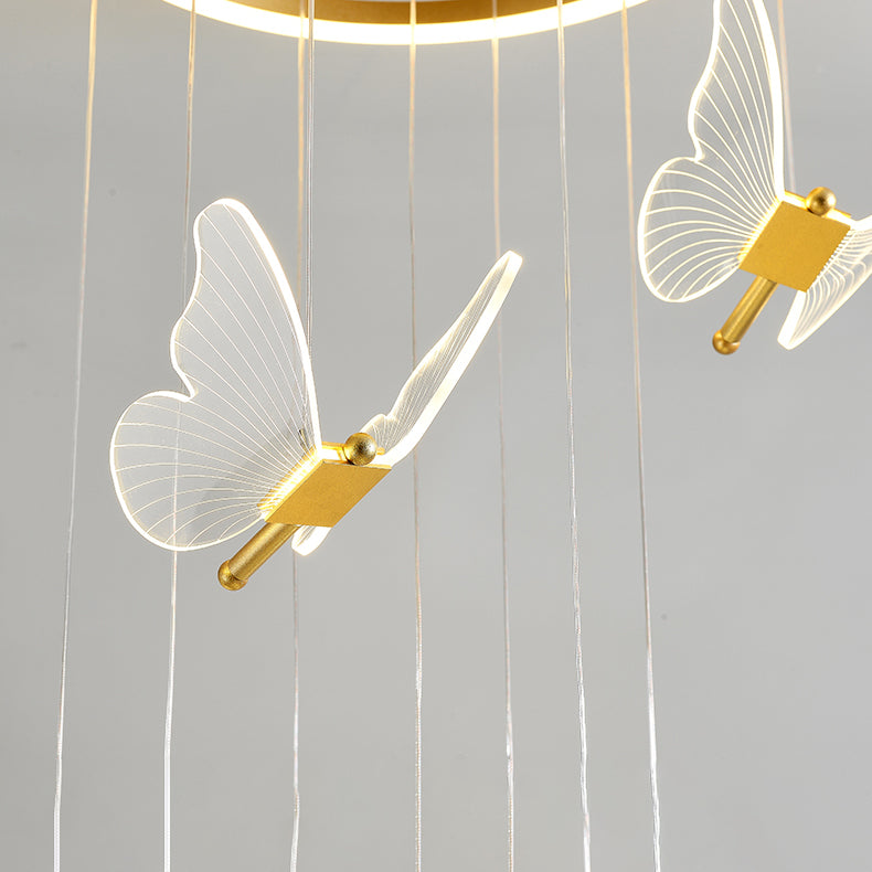 Zeitgenössischer Cluster -Anhänger Butterfly Arcylic Multi Pendant Light In Clear