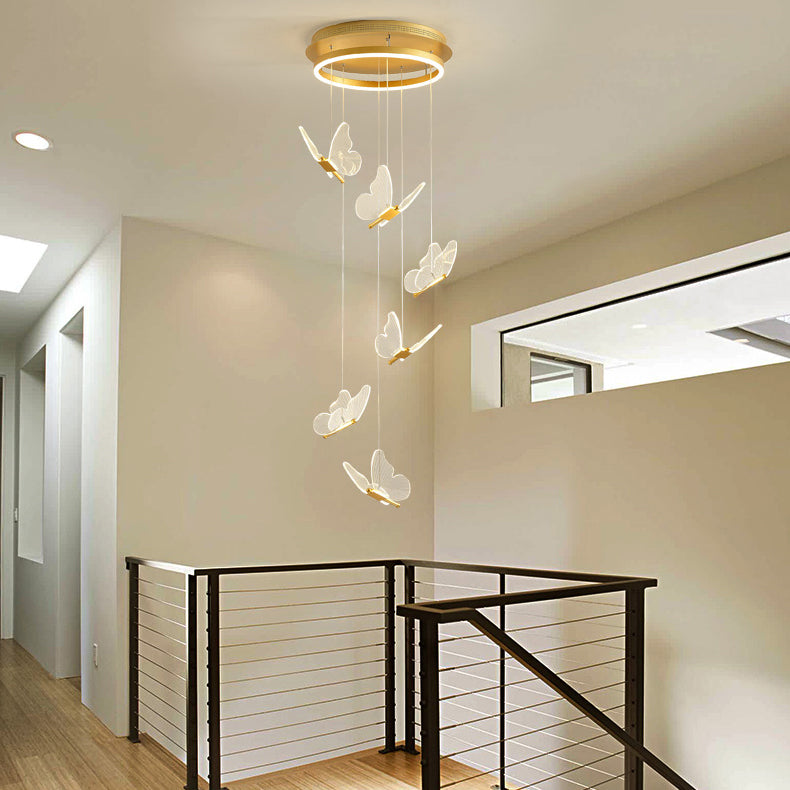 Zeitgenössischer Cluster -Anhänger Butterfly Arcylic Multi Pendant Light In Clear