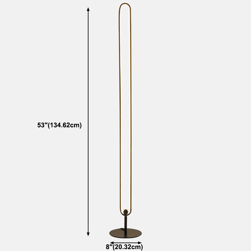Elliptical Bedroom Atmosphere Floor Lamp Metal LED Minimalist Floor Light in Black