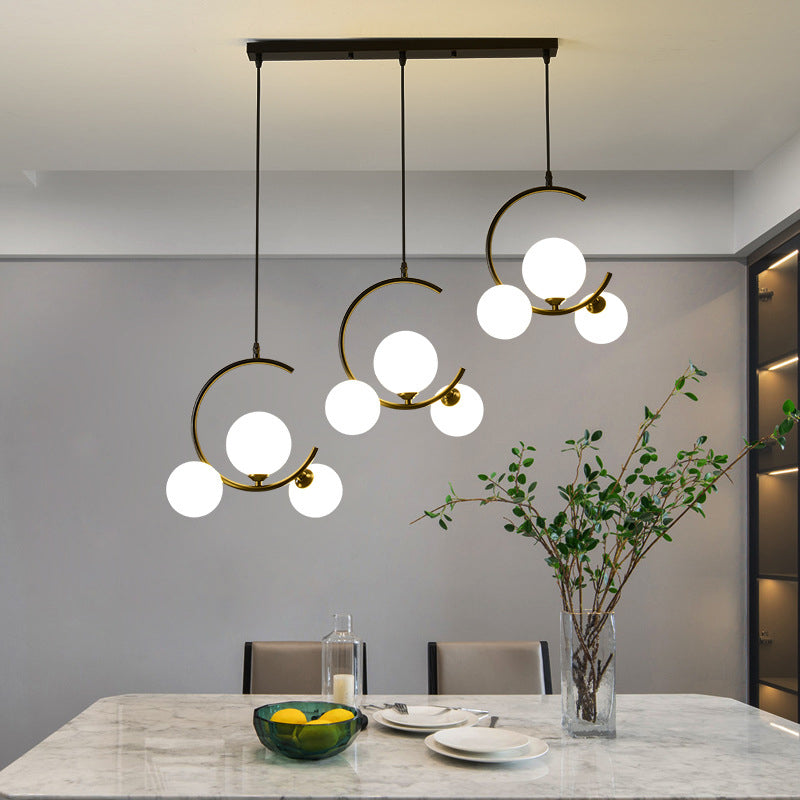Glass Orbs Chandelier Pendant Modern Style Hanging Light Fixture for Dining Room
