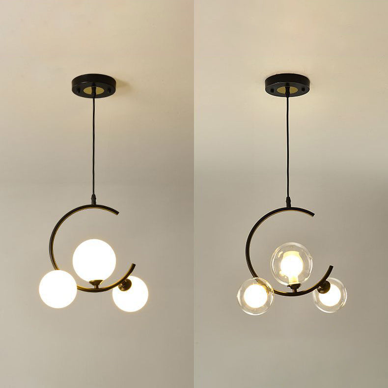 Glass Orbs Chandelier Pendant Modern Style Hanging Light Fixture for Dining Room