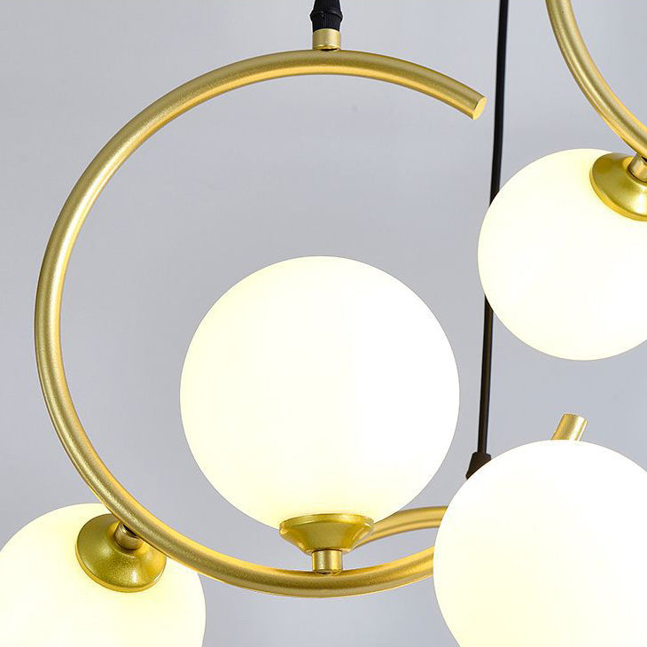 Glass Orbs Chandelier Pendant Modern Style Hanging Light Fixture for Dining Room