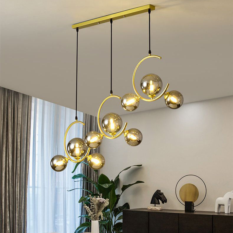 Glass Orbs Chandelier Pendant Modern Style Hanging Light Fixture for Dining Room