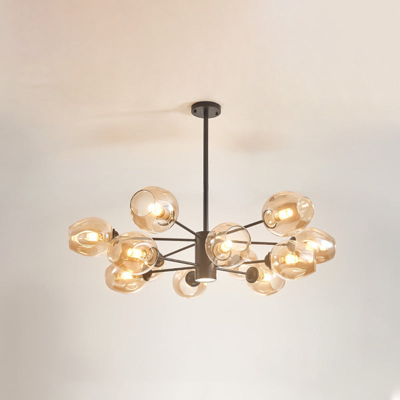 Cognac Color Glass Chandelier Lighting Fixture Modern Chandelier Pendant Light for Living Room