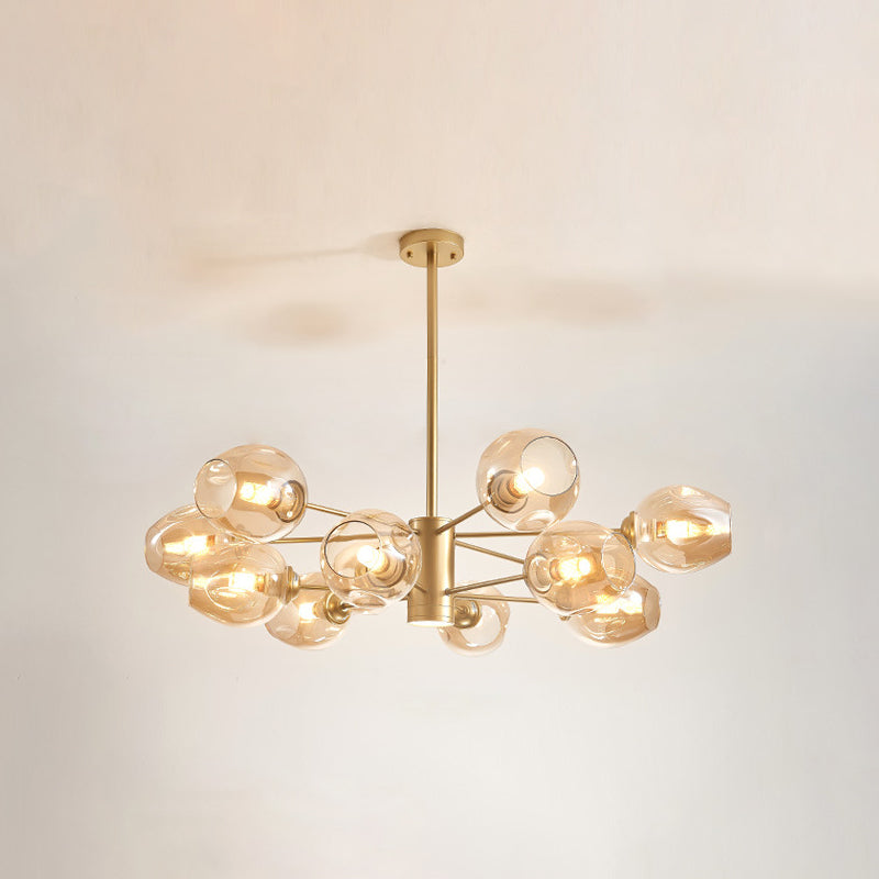 Cognac Color Glass Chandelier Lighting Fixture Modern Chandelier Pendant Light for Living Room