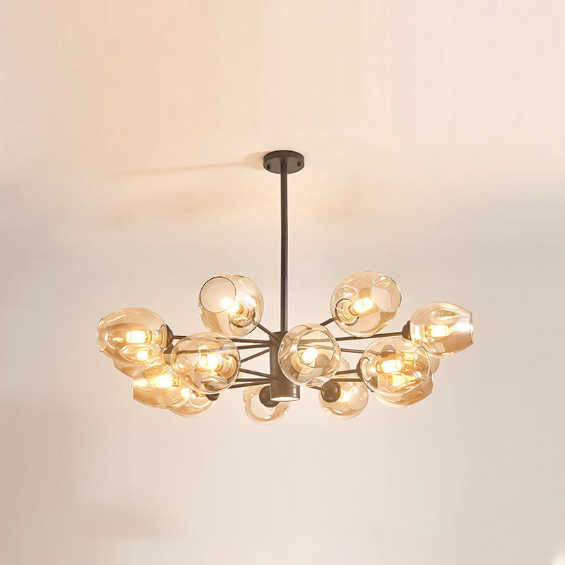 Cognac Color Glass Chandelier Lighting Fixture Modern Chandelier Pendant Light for Living Room
