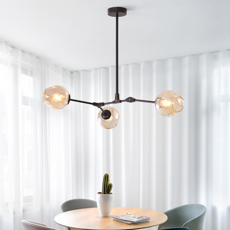 Contemporary Transparent Glass Chandelier Light Fixtures Living Room Hanging Chandelier