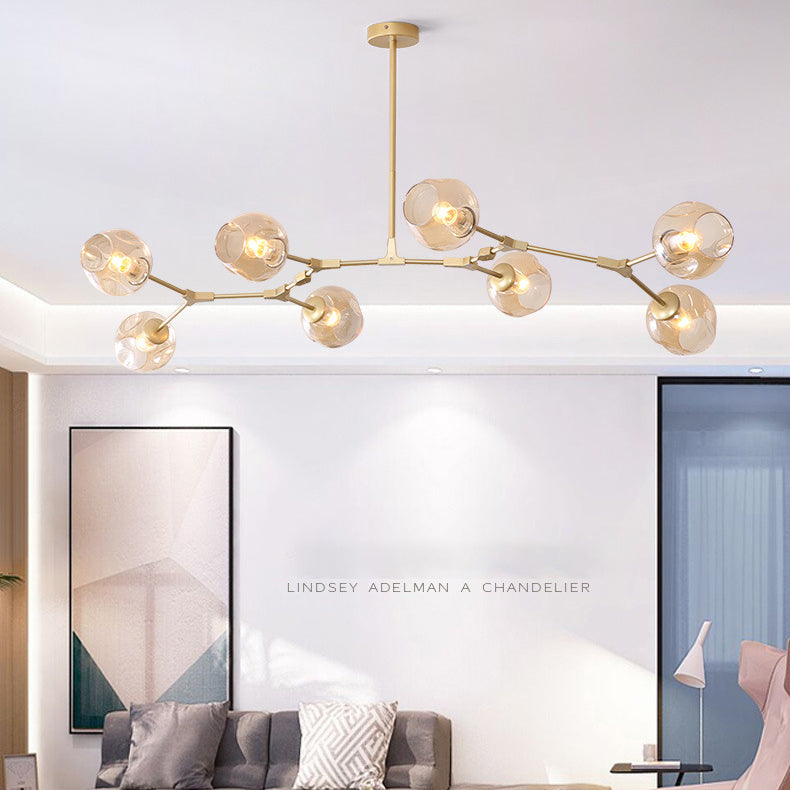 Contemporary Transparent Glass Chandelier Light Fixtures Living Room Hanging Chandelier