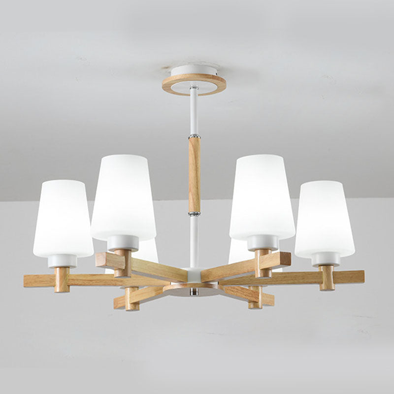 Hölzerne Anhänger Kronleuchter Decke hängende Licht mit Glasform Licht für den Salon