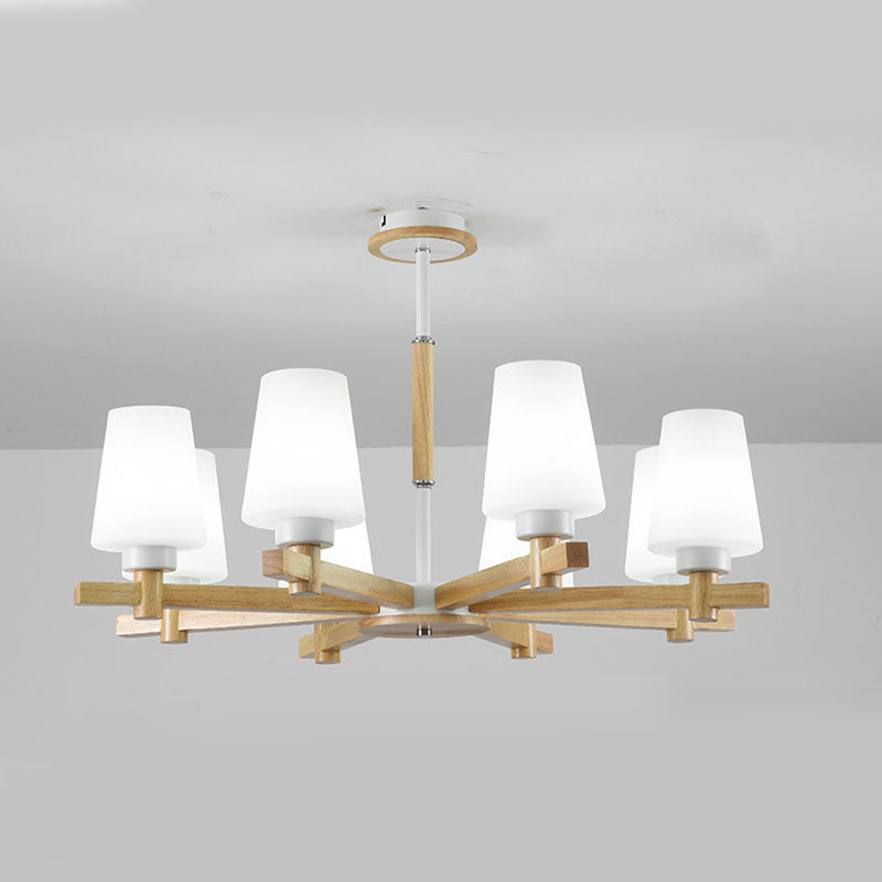 Hölzerne Anhänger Kronleuchter Decke hängende Licht mit Glasform Licht für den Salon