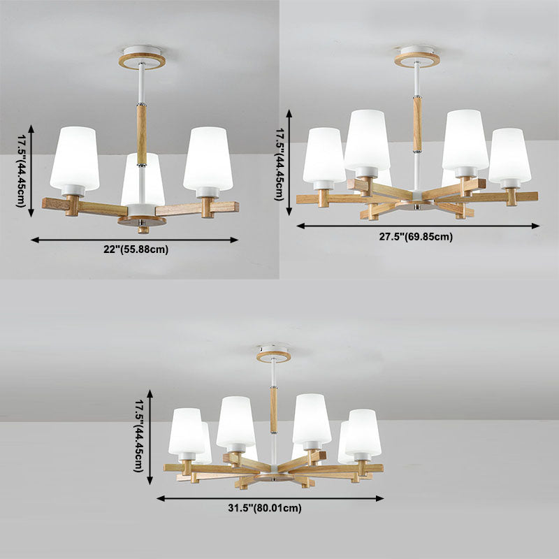 Hölzerne Anhänger Kronleuchter Decke hängende Licht mit Glasform Licht für den Salon