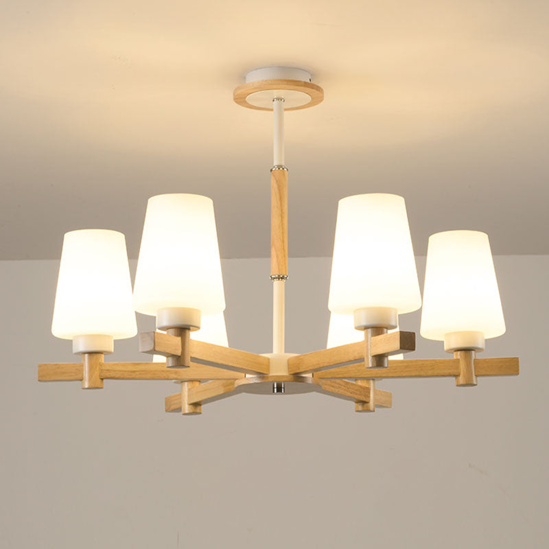 Hölzerne Anhänger Kronleuchter Decke hängende Licht mit Glasform Licht für den Salon