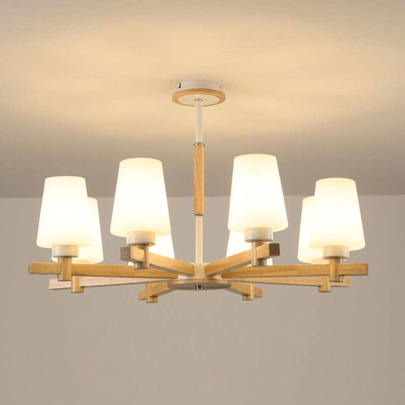 Hölzerne Anhänger Kronleuchter Decke hängende Licht mit Glasform Licht für den Salon