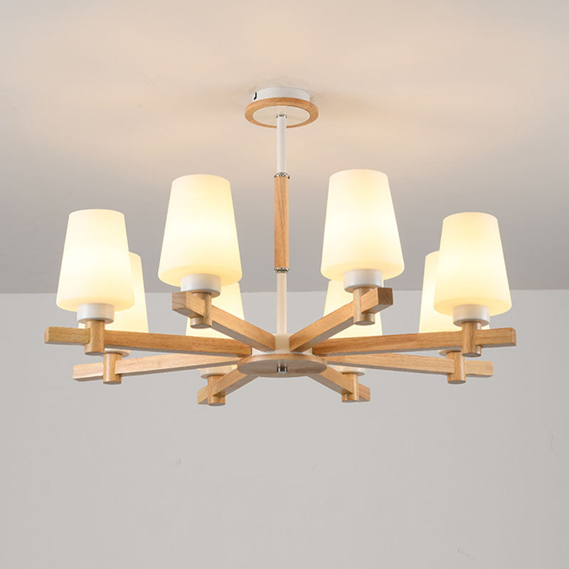 Hölzerne Anhänger Kronleuchter Decke hängende Licht mit Glasform Licht für den Salon