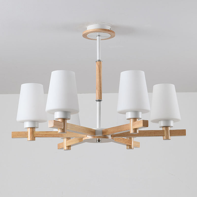 Hölzerne Anhänger Kronleuchter Decke hängende Licht mit Glasform Licht für den Salon