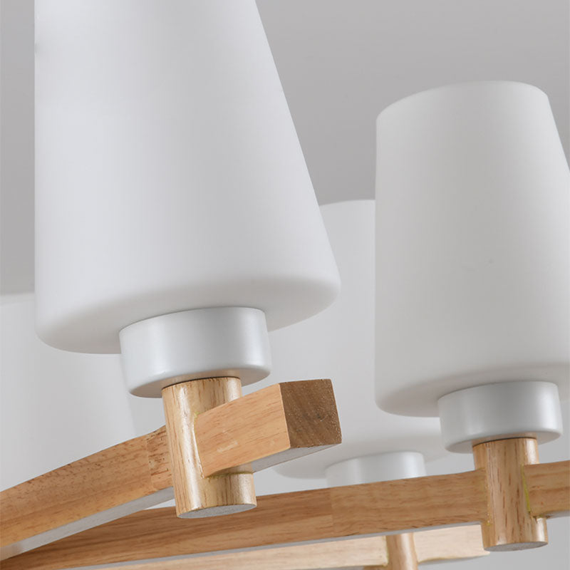 Hölzerne Anhänger Kronleuchter Decke hängende Licht mit Glasform Licht für den Salon