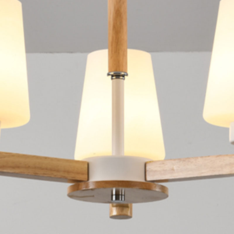 Hölzerne Anhänger Kronleuchter Decke hängende Licht mit Glasform Licht für den Salon