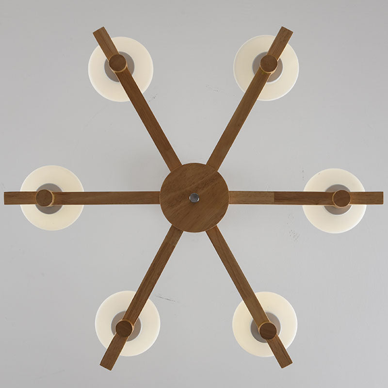 Hölzerne Anhänger Kronleuchter Decke hängende Licht mit Glasform Licht für den Salon