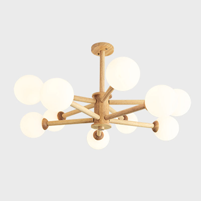 Kreative hölzerne Deckenleuchte mit Glasschatten für den Salon