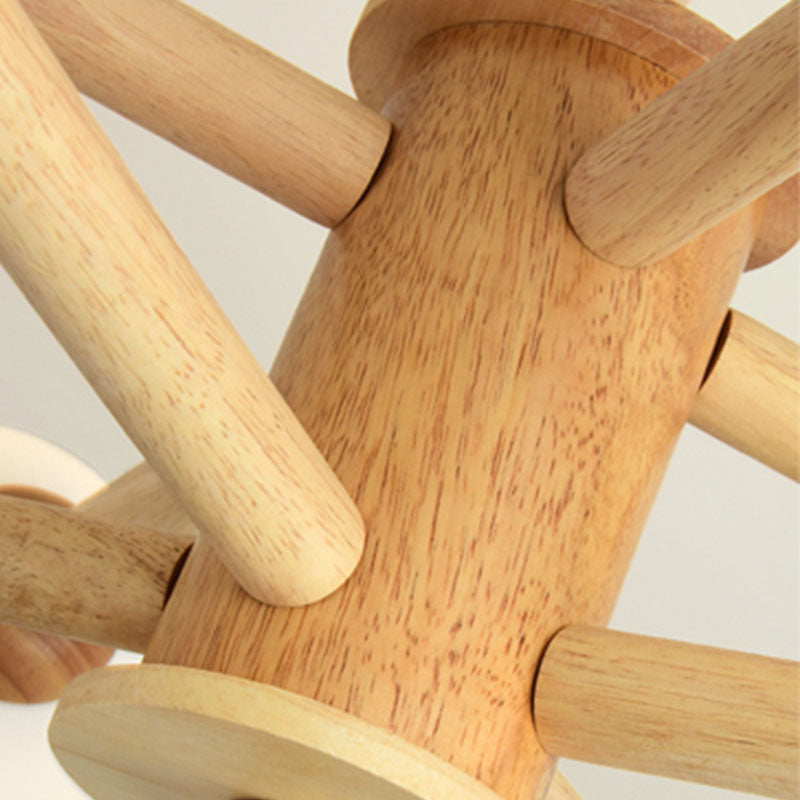 Kreative hölzerne Deckenleuchte mit Glasschatten für den Salon