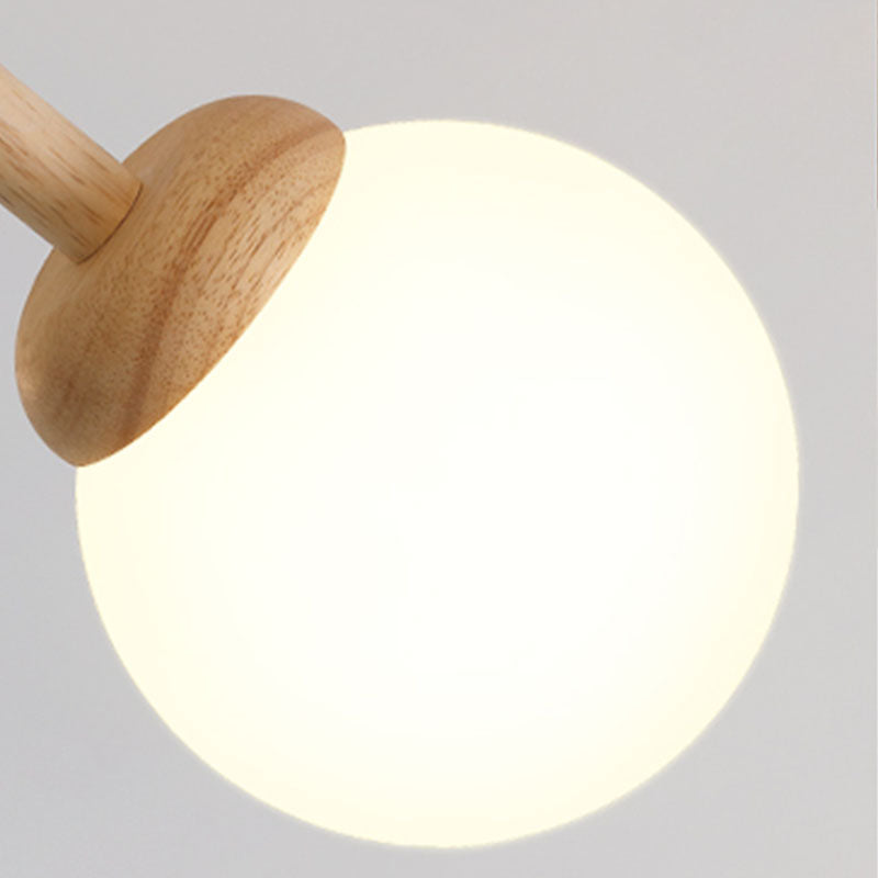 Kreative hölzerne Deckenleuchte mit Glasschatten für den Salon