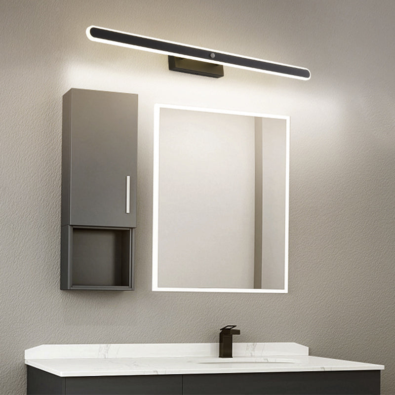 Minimalist 1-Light Linear Mirror Front Lamp Acrylic Shade LED Bathroom Wall Mounted Light Fixture