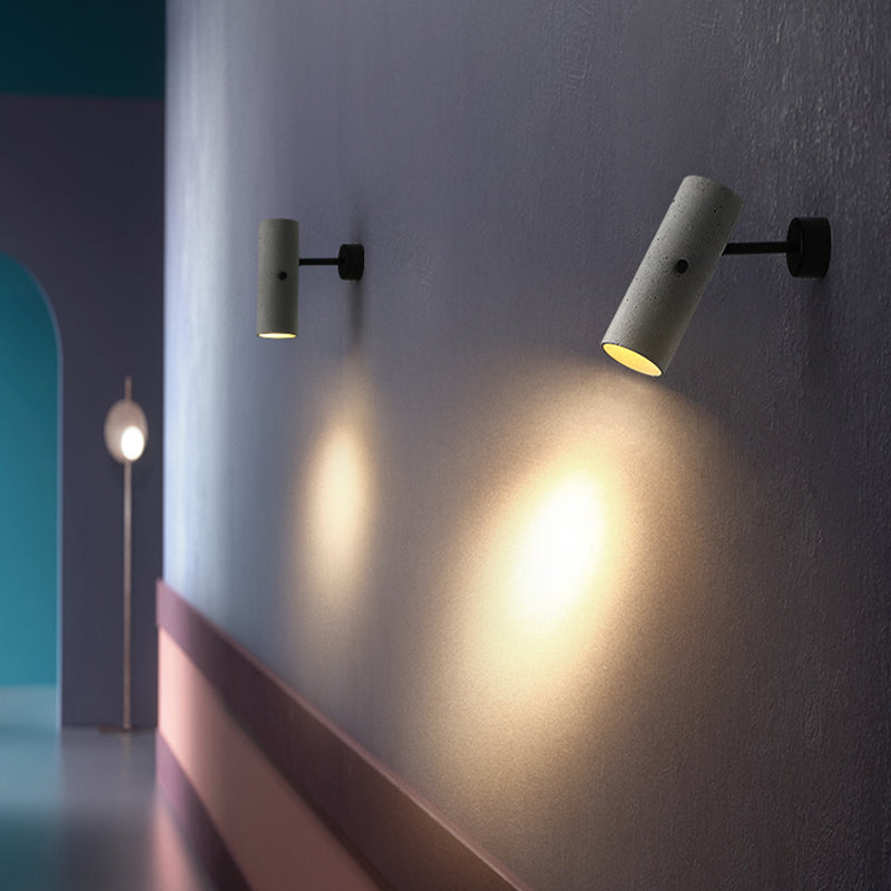 Lampada a parete cilindro lampada moderna a parete grigia a 1 luce con tonalità di cemento