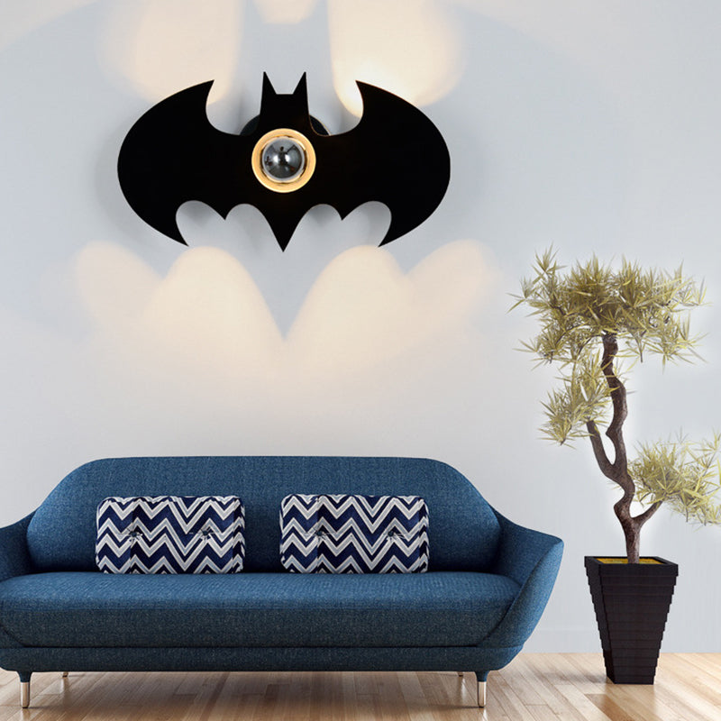Black 1 Light Wall Sconce Acrylic Batman Wall Light Fixture for Kids Room