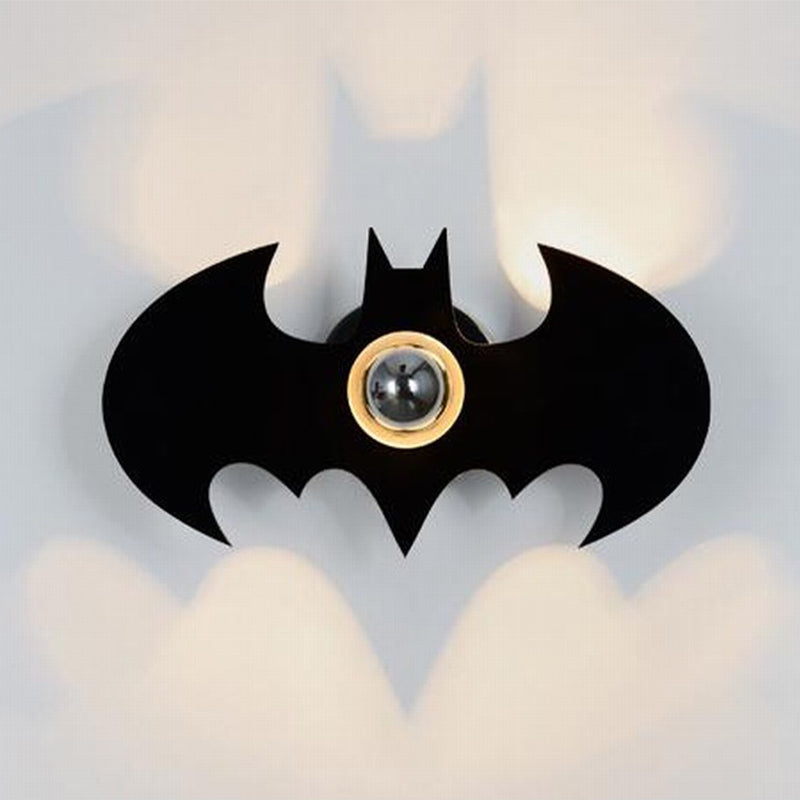 Black 1 Light Wall Sconce Acrylic Batman Wall Light Fixture for Kids Room