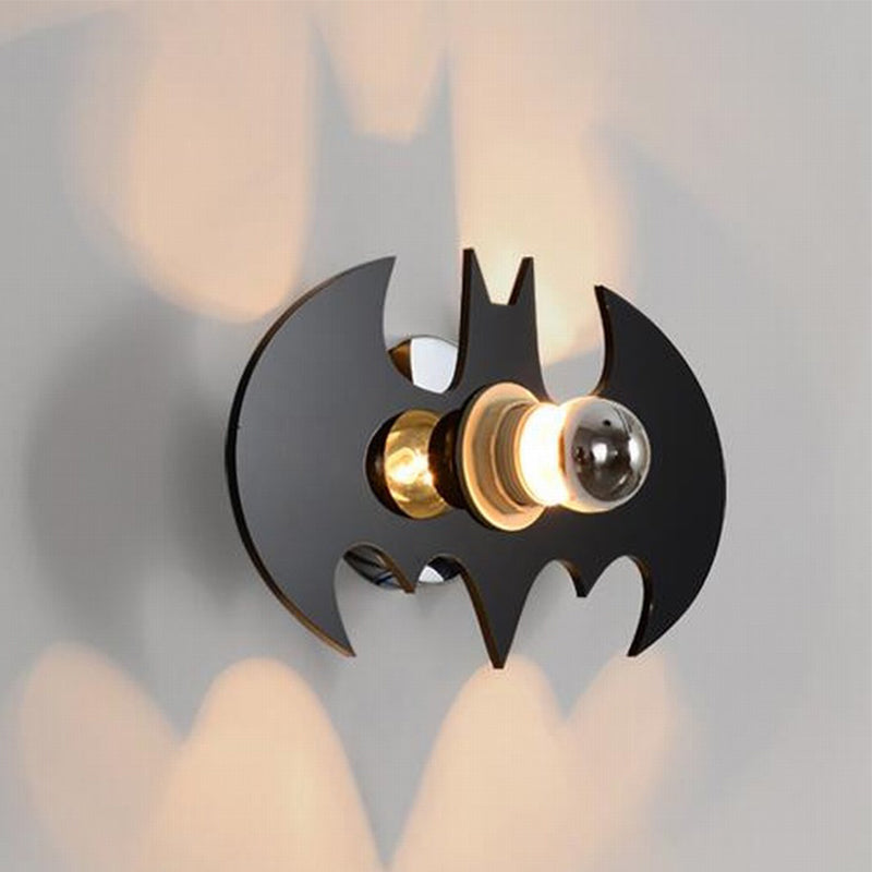 Black 1 Light Wall Sconce Acrylic Batman Wall Light Fixture for Kids Room