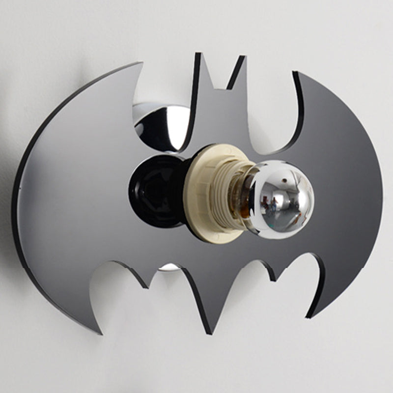 Black 1 Light Wall Sconce Acrylic Batman Wall Light Fixture for Kids Room