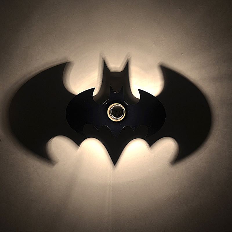 Black 1 Light Wall Sconce Acrylic Batman Wall Light Fixture for Kids Room