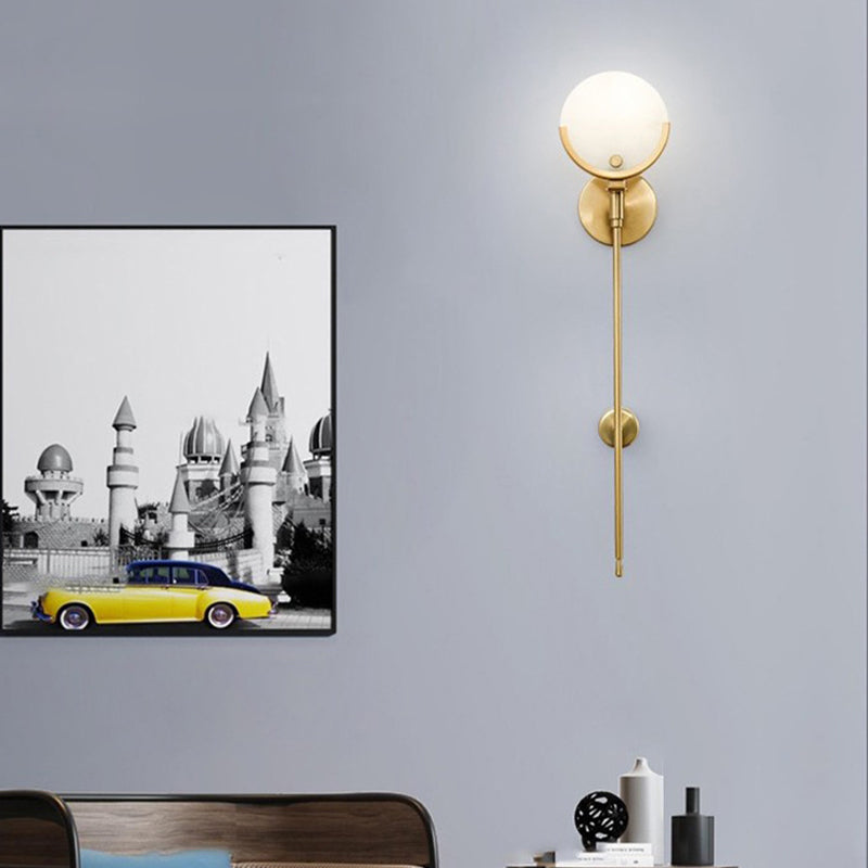 Stone Round Sconce Light Contemporary 1 Head Wall Mount Lighting in Gold