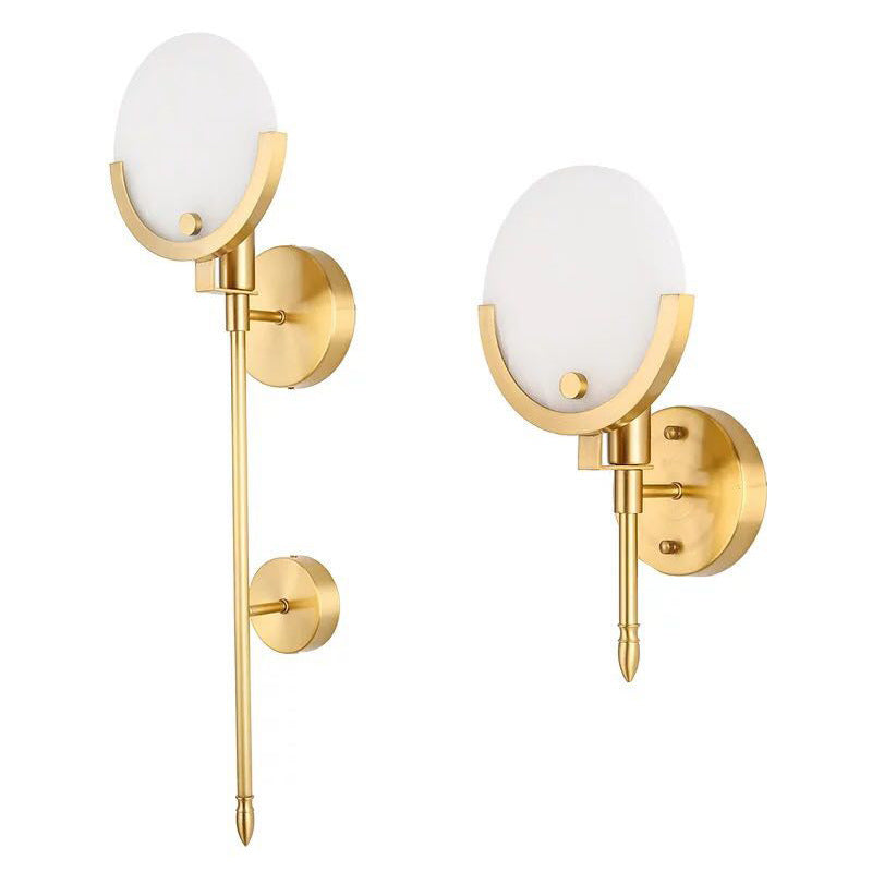 Stone Round Sconce Light Contemporary 1 Head Wall Mount Lighting in Gold