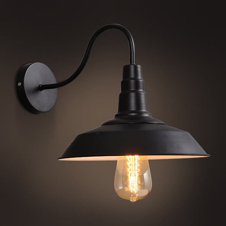 Industrial Metal 1 Light Wall Light with Gooseneck Arm for Stairs Pathway Farmhouse