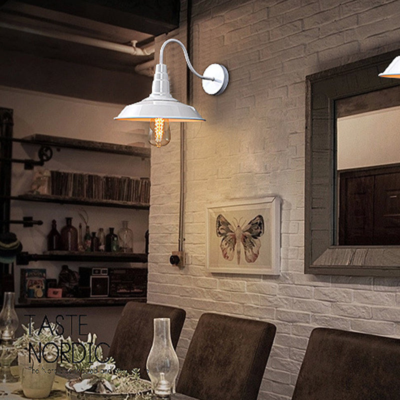 Industrial Metal 1 Light Wall Light with Gooseneck Arm for Stairs Pathway Farmhouse