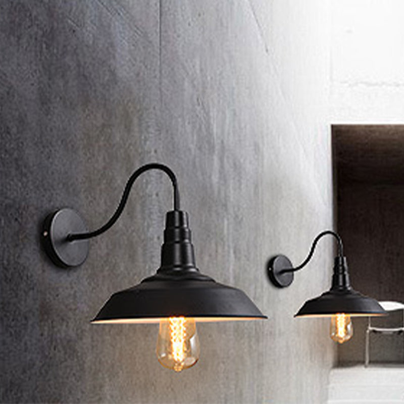 Industrial Metal 1 Light Wall Light with Gooseneck Arm for Stairs Pathway Farmhouse
