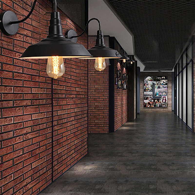 Industrial Metal 1 Light Wall Light with Gooseneck Arm for Stairs Pathway Farmhouse