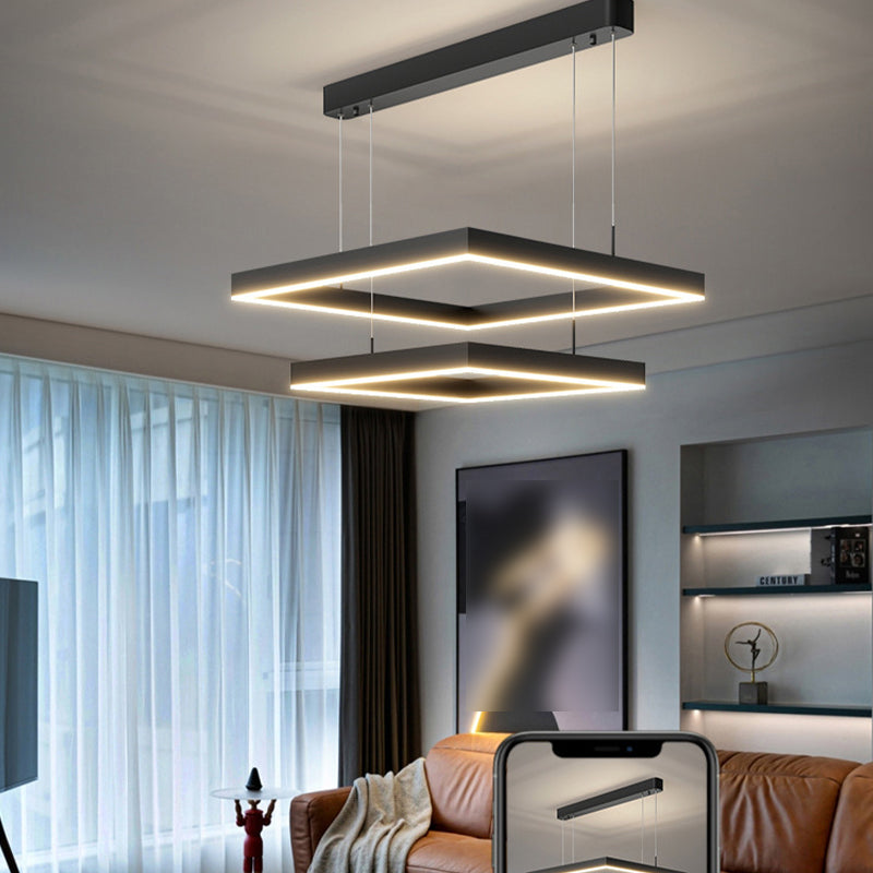 Modern Square Shape Chandelier Light Fixtures Restaurant Hanging Chandelier for Sitting Room