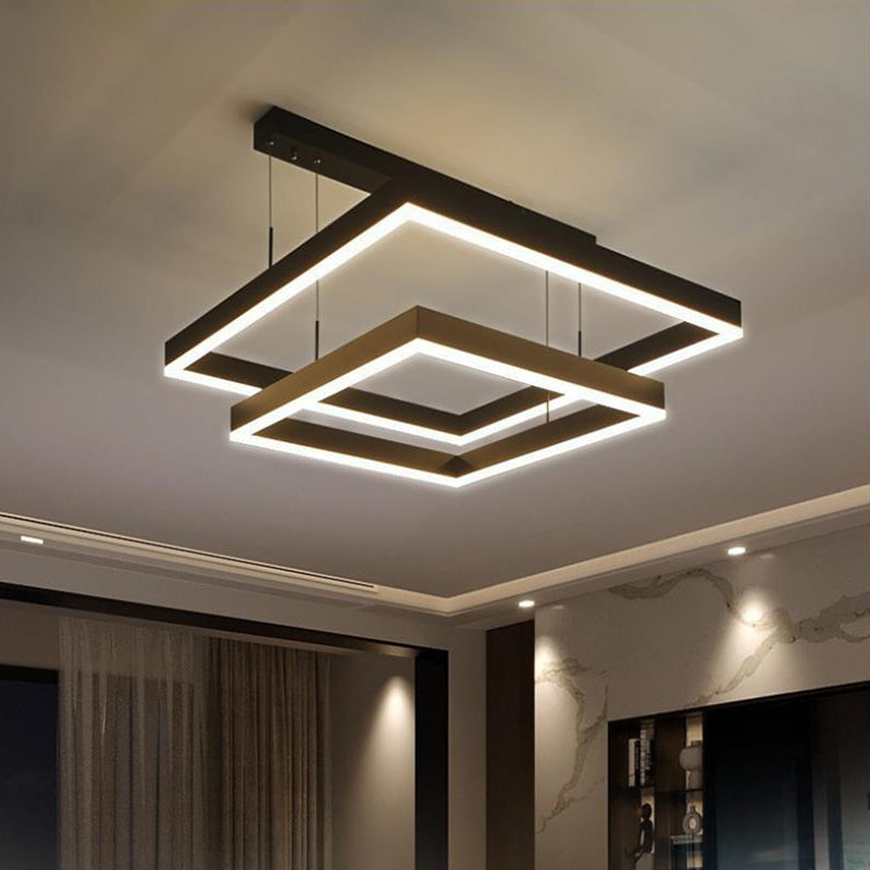 Modern Square Shape Chandelier Light Fixtures Restaurant Hanging Chandelier for Sitting Room